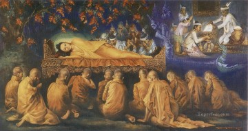 仏教徒 Painting - マハパリニッバーナ 究極の解放を達成するために最後に逝去した仏陀 仏教